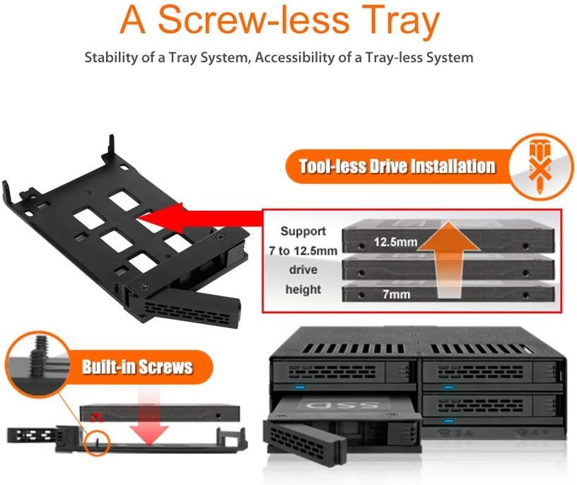 6 x 2.5" SATA HDD SSD Hot Swap Cage for External 5.25" Bay Z611
