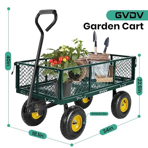Heavy Duty Steel Folding Utility Wagon with Removable Sides and 10" All-Terrain Wheels N3726