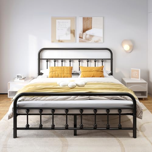 Black Full Size Metal Bed Frame with Headboard R679