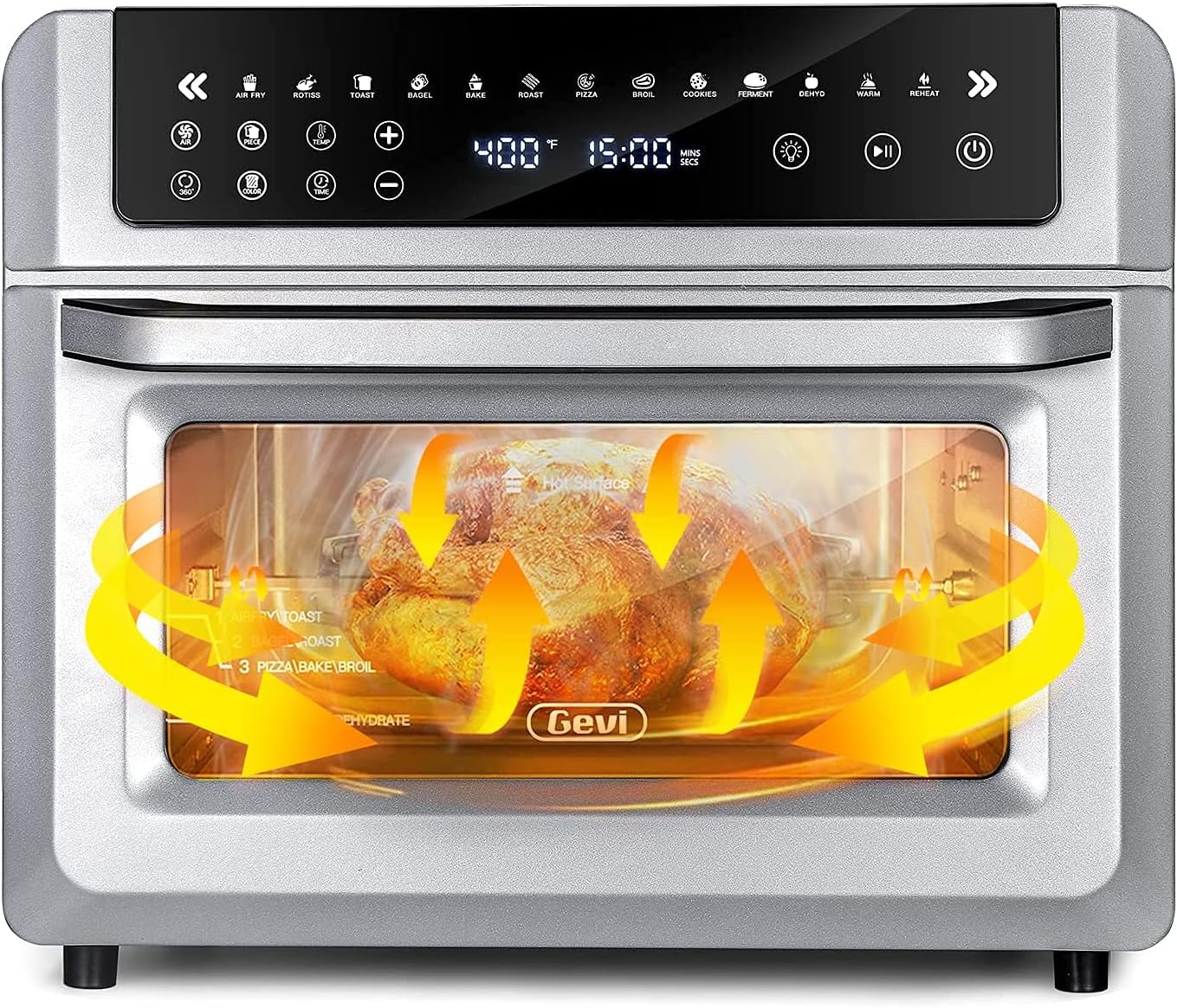 Large Digital LED Screen Convection Air Fryer Toaster Oven Combo with Rotisserie and Dehydrator T274