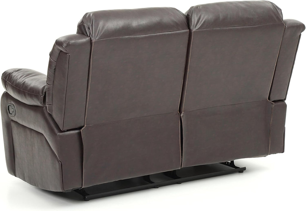 Brown Faux Leather Reclining Loveseat I9491