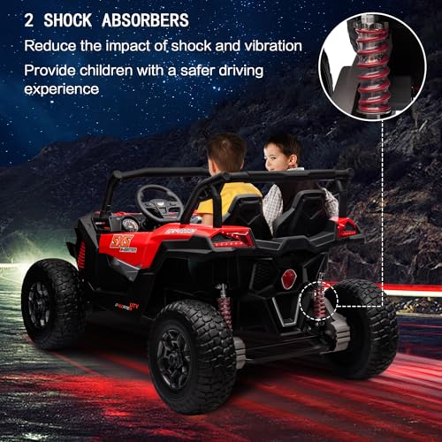 24V 2 Seater Kids Ride on UTV Car, 4WD Battery Powered Electric Vehicle with Remote Control, Safety Belts, 3 Speeds, Bluetooth (Pink) T565