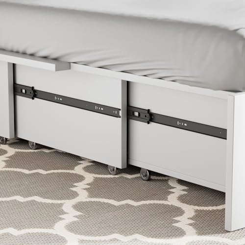 Grey Queen Murphy Bed with Foldable Mattress and Storage Drawer U6017