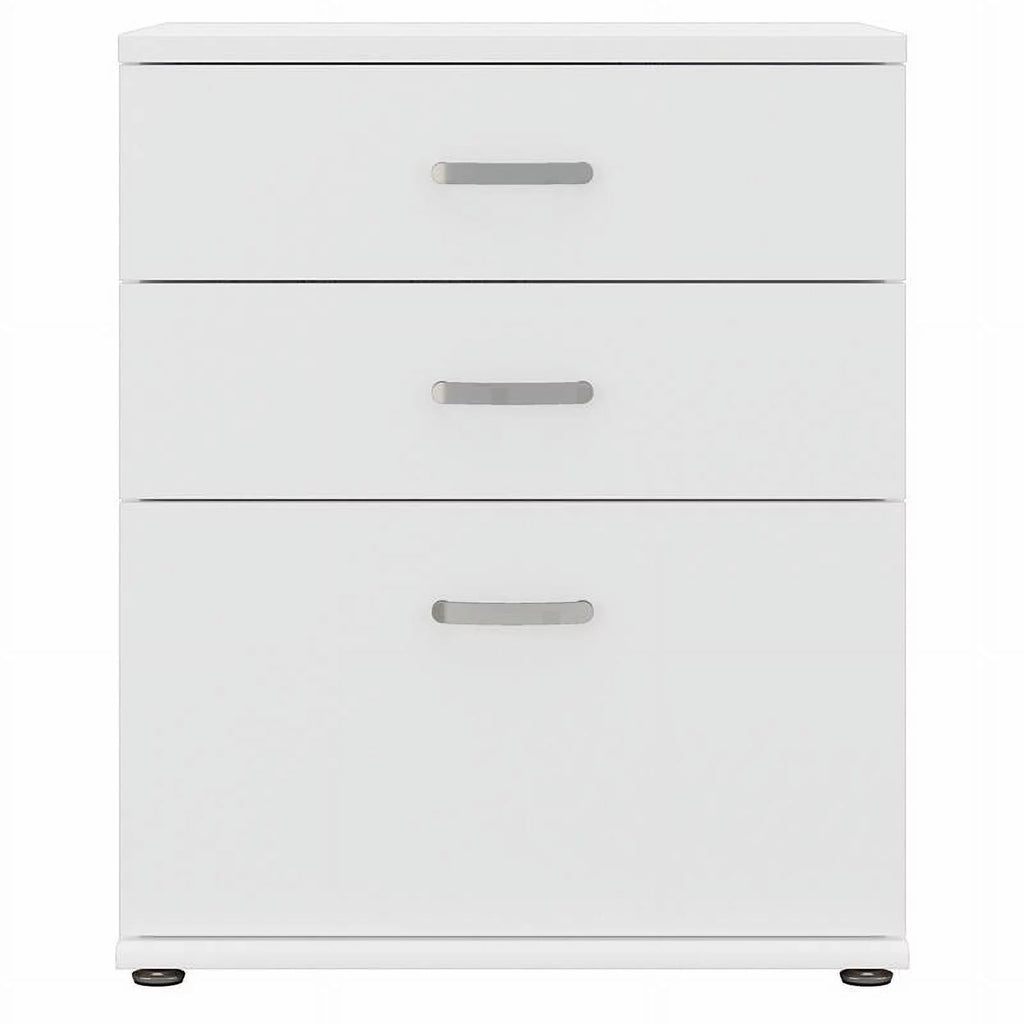 White Engineered Wood Laundry Room Cabinet with Drawers M60926