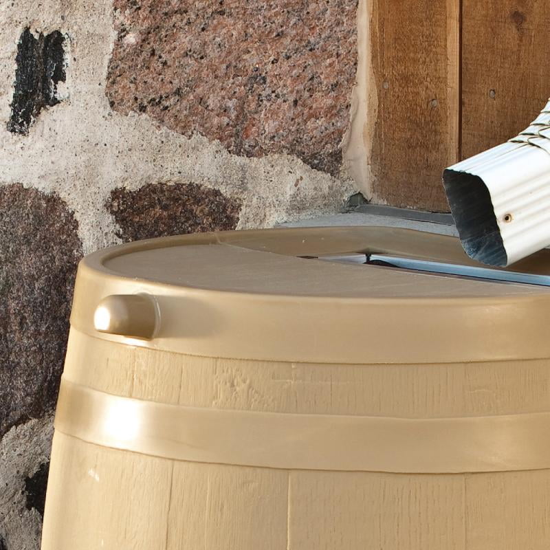 Oak Polyethylene 50 Gallon Rain Barrel with Brass Spigot W998