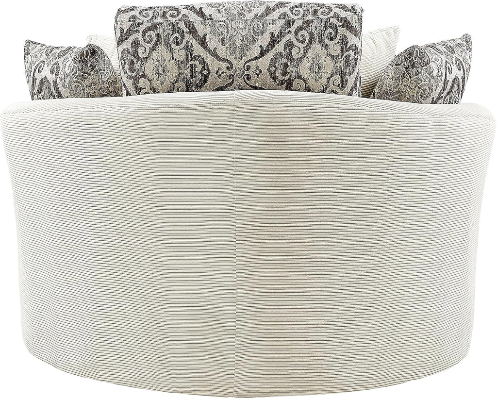 Oversized Corduroy Swivel Barrel Armchair with 5 Detachable Pillows J957