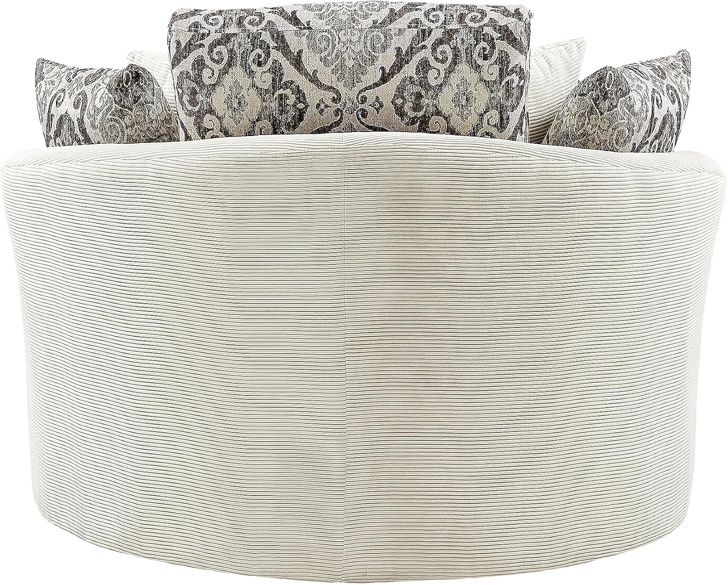 Oversized Corduroy Swivel Barrel Armchair with 5 Detachable Pillows J957