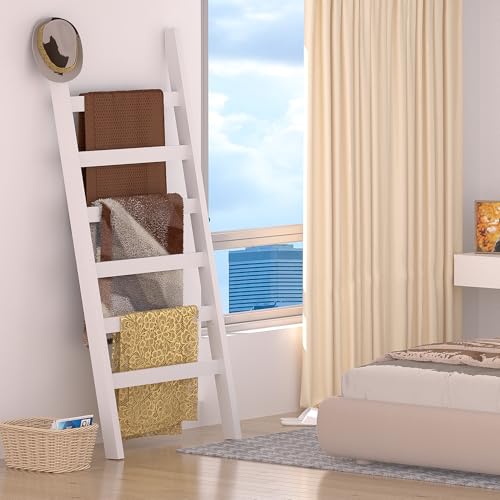 White 6 Tier Bamboo Blanket Ladder I977