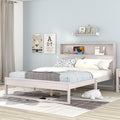 White Queen Size Platform Bed Frame with Storage P566950