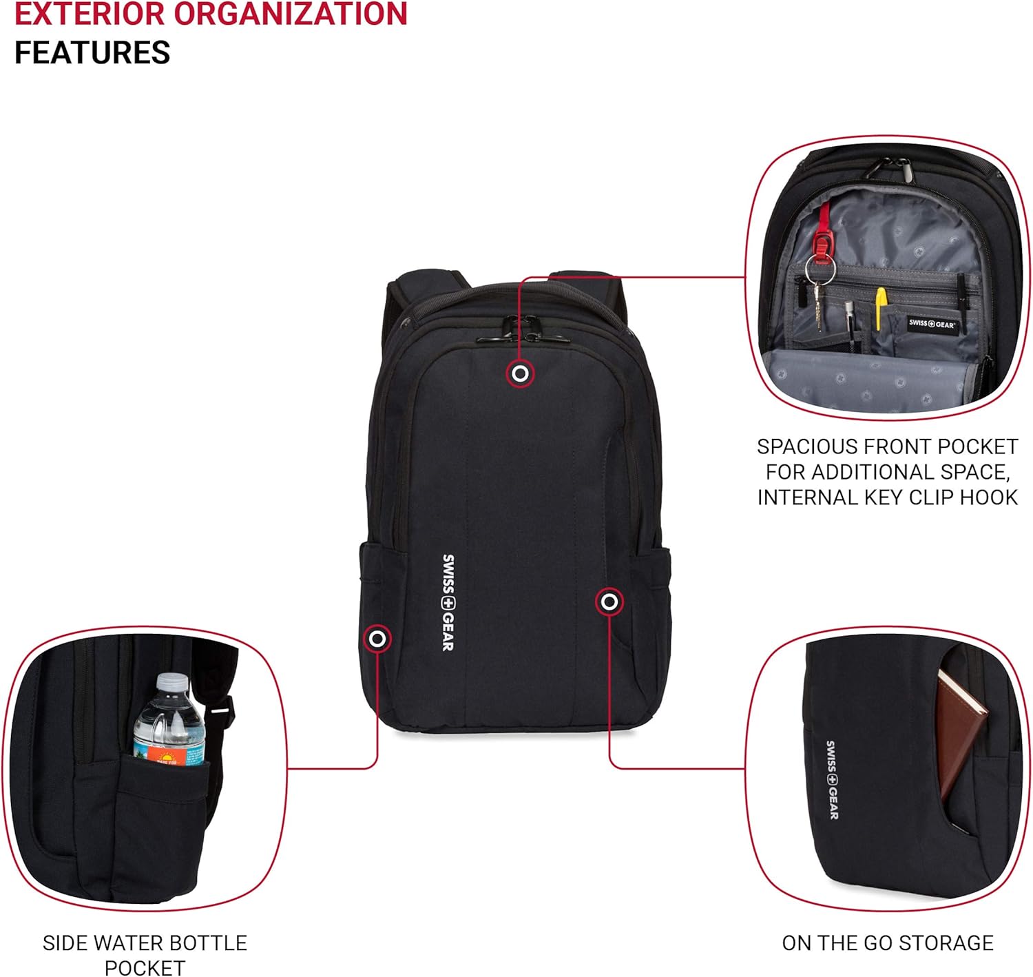 Compact Laptop Backpack, Black, 17-Inch L3186