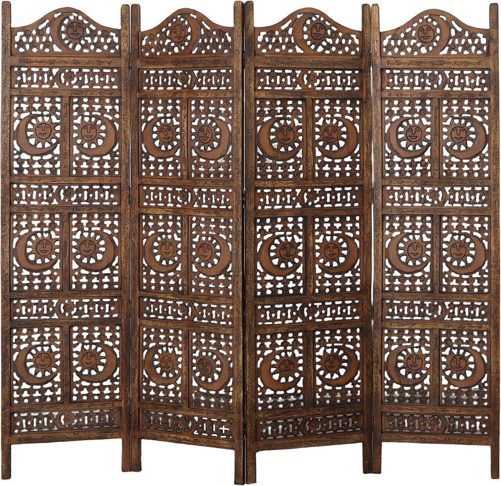 4 Panel Wooden Room Divider V7340