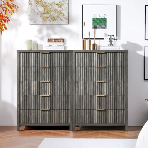 5 Drawers Grey Oak Dresser W9343