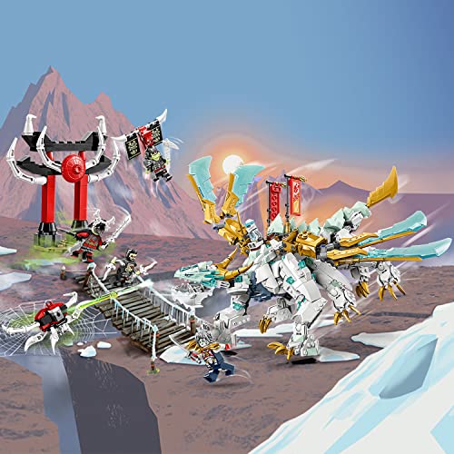 Zane’s Ice Dragon Creature 2in1 Dragon Toy to Action Figure Model Building Kit Construction Set with 5 Minifigures U3455