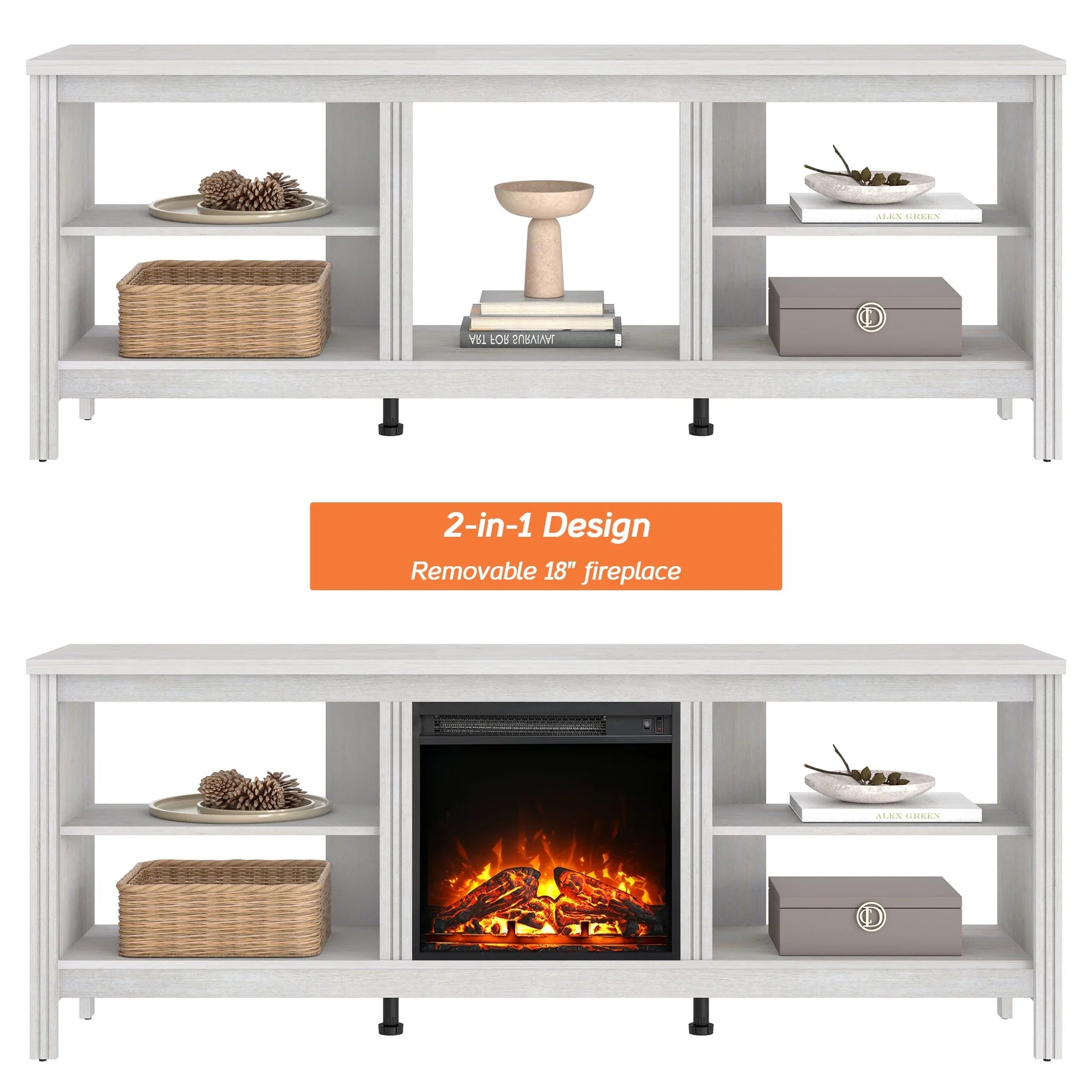 Black TV Stand with 8 Storages K667813