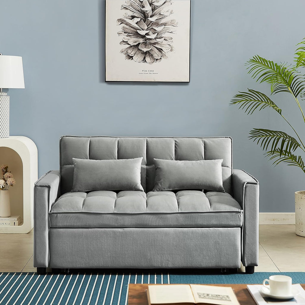 Grey 3 in 1 Convertible Sleeper Sofa Bed V7092