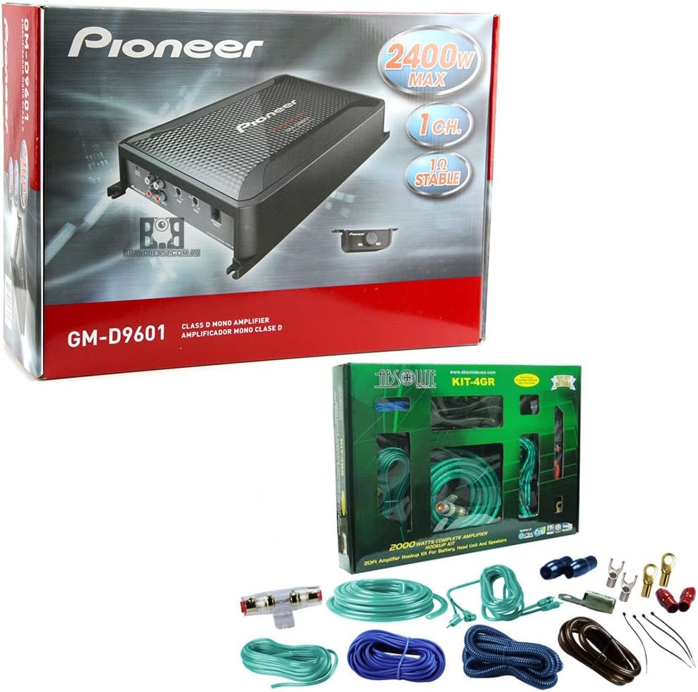 2400W Max 1-Channel Class-D Monoblock Car Audio Amplifier with Wired Bass Boost Remote Y3258