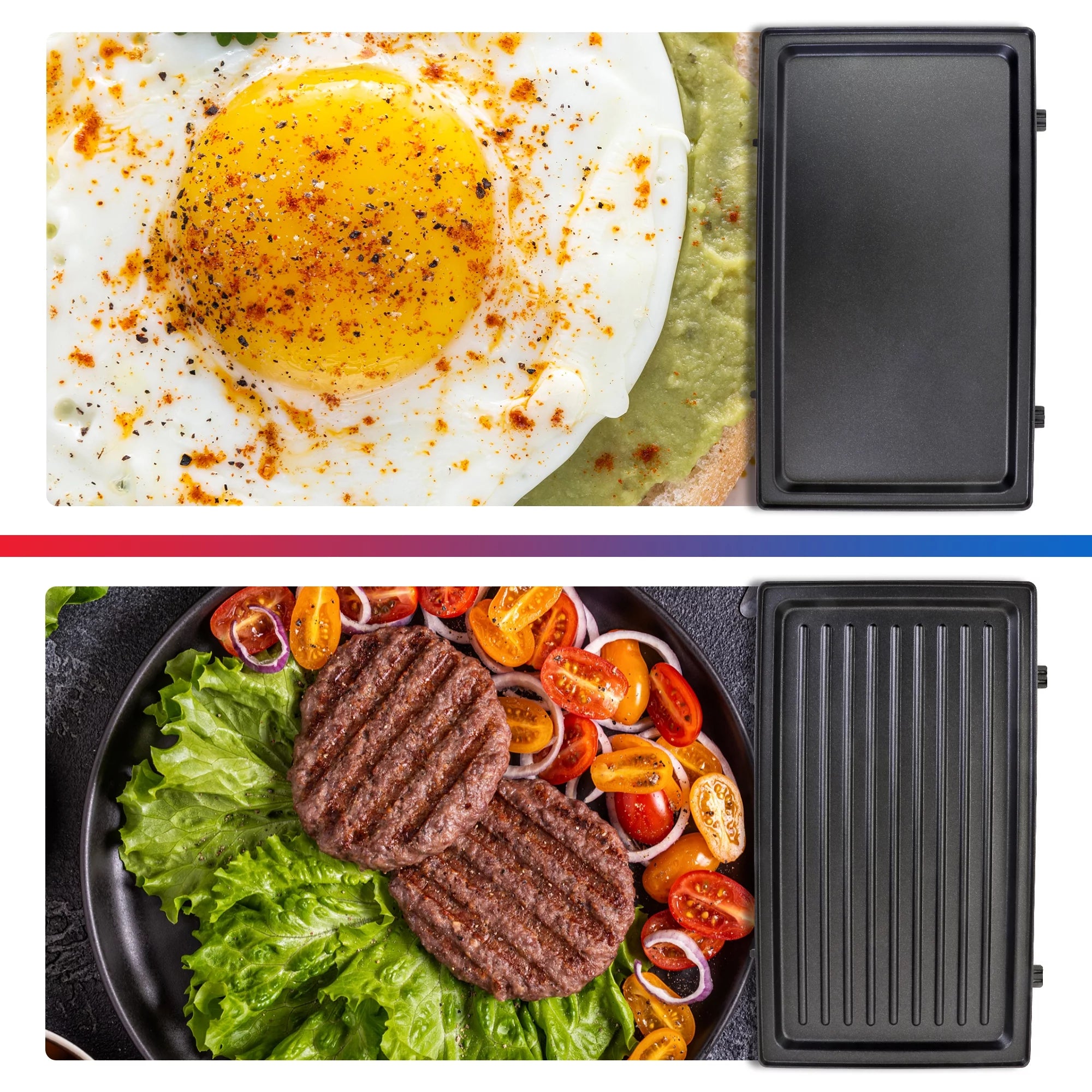 4-in-1 Waffle Maker with Removable Non-Stick Cast Iron Plates T50761