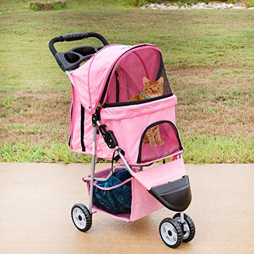 Black 3 Wheel Foldable Pet Stroller L1143
