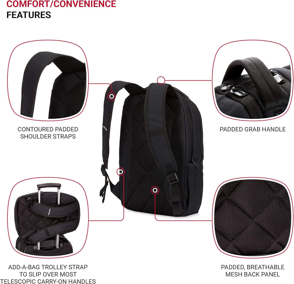 Compact Laptop Backpack, Black, 17-Inch L3186