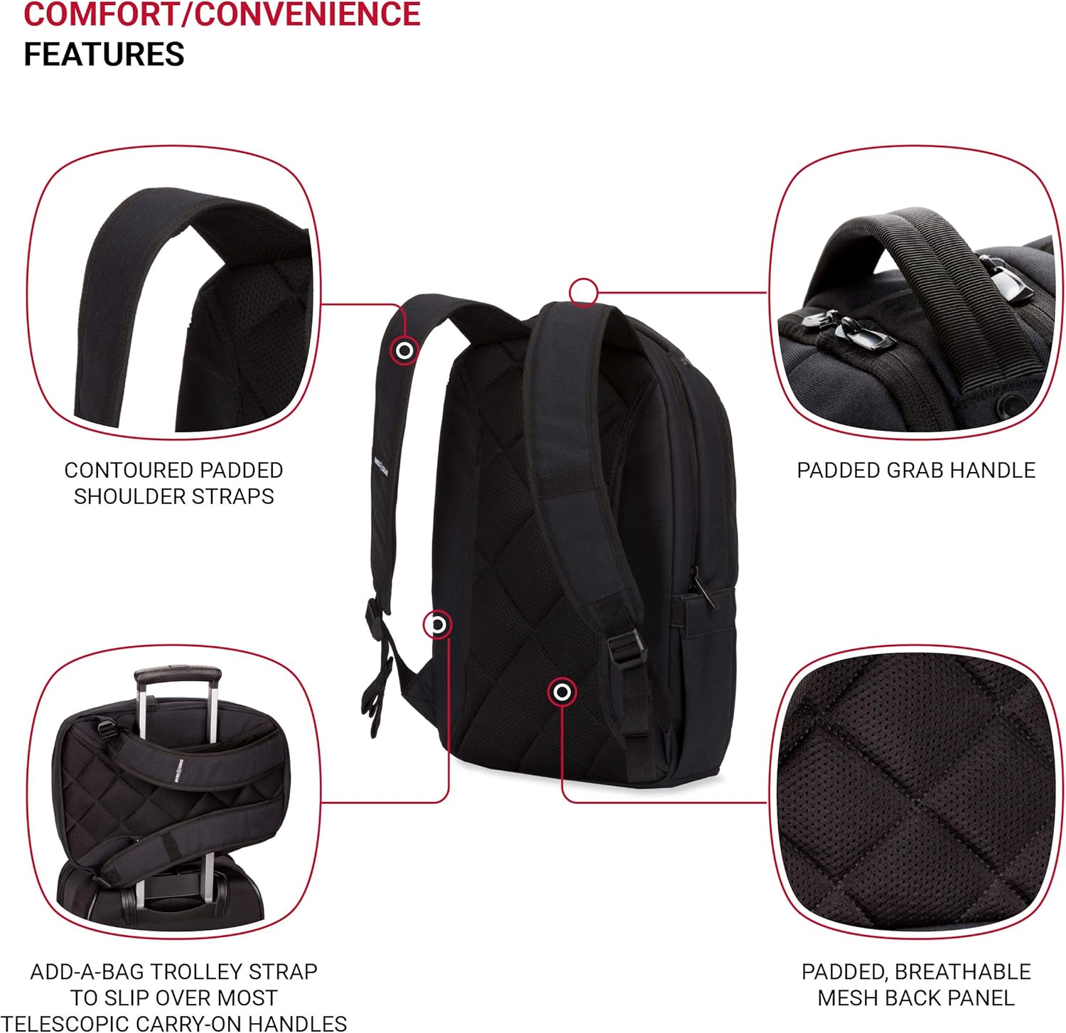 Compact Laptop Backpack, Black, 17-Inch L3186
