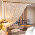 Black Metal Tension Curtain Rod Room Divider I303