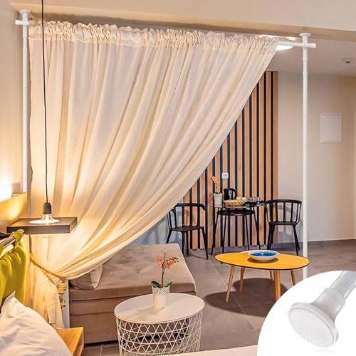Black Metal Tension Curtain Rod Room Divider I303