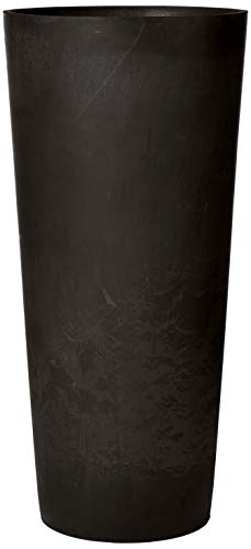 Black Tall Round Planter, 13 by 13 by 28-Inch C7888