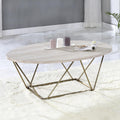 Oval Coffee Table with Faux Marble Top and Gold Metal Legs Z62574