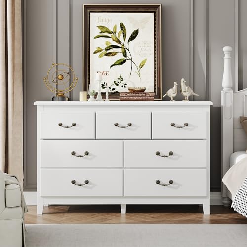 Antique White 6 Drawer Wood Dresser X3632