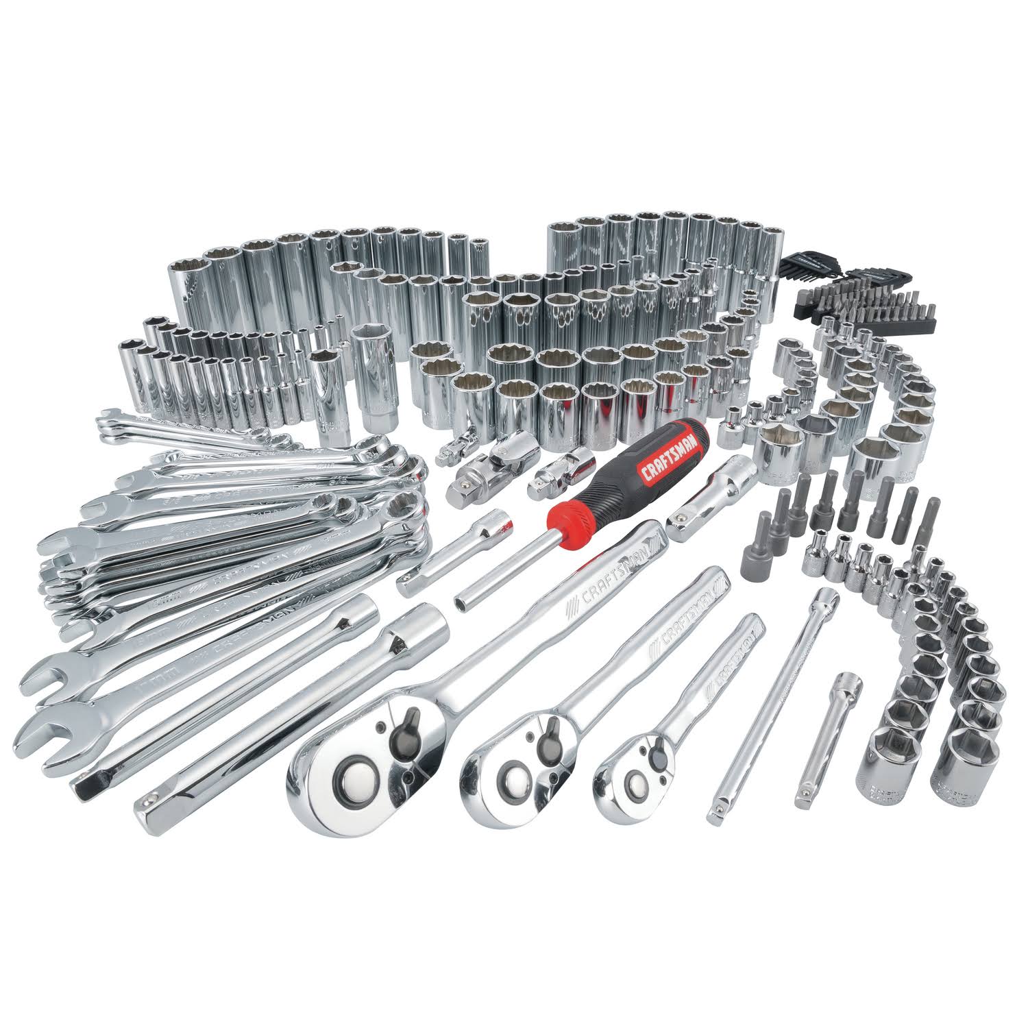1/4, 3/8 and 1/2 in. Drive Metric and SAE 6 and 12 Point Mechanic's Tool Set 308 pc. E279