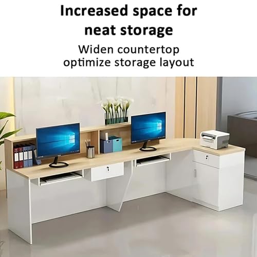 Black+White Curved Reception Desk with Lockable Storage E33263