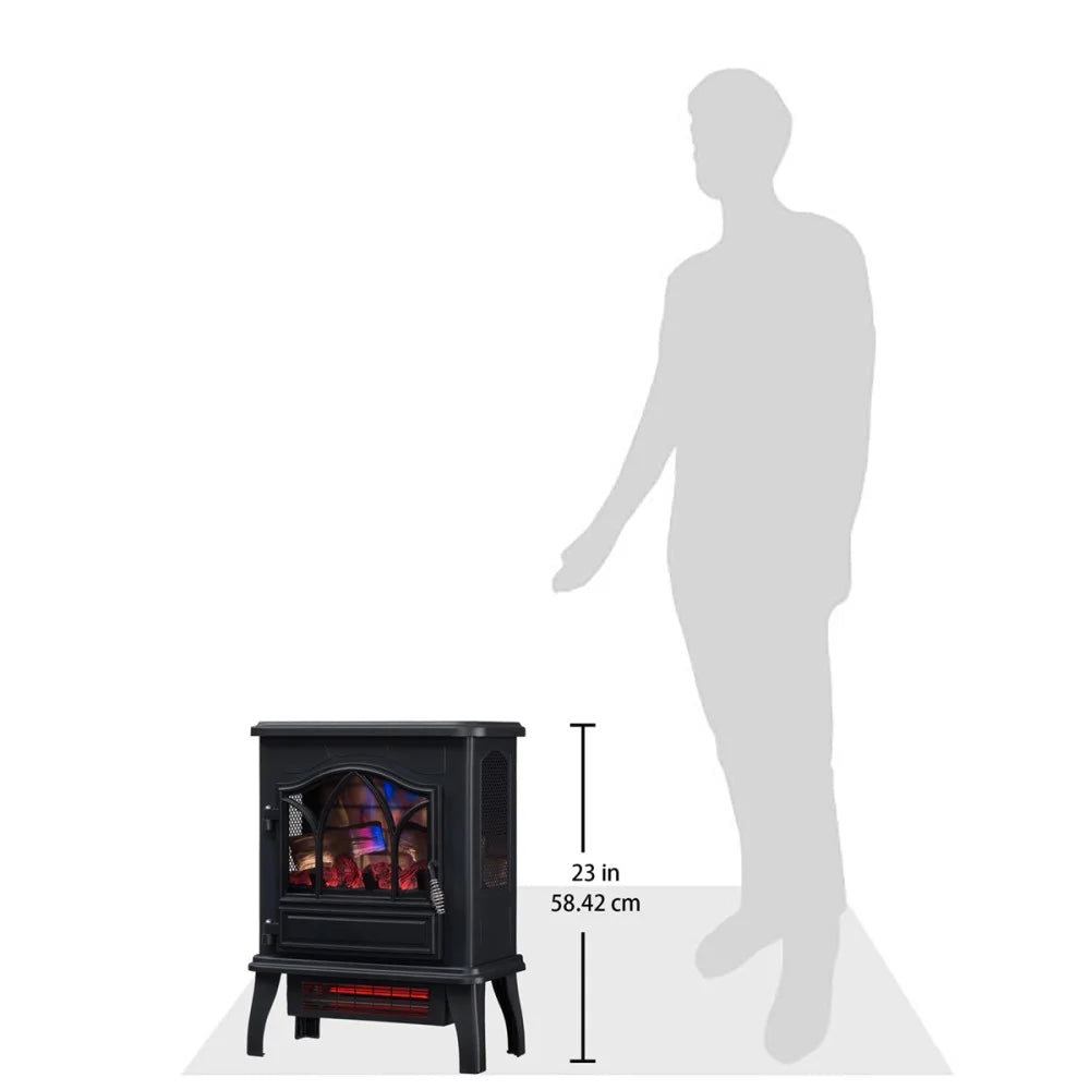 Black 3D Infrared Quartz Electric Fireplace Stove Heater W459487