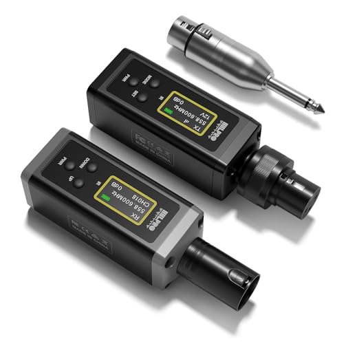 UHF Wireless XLR Transmitter and Receiver with Dual Antennas, Plug-on Wireless Mic Adapter P954737