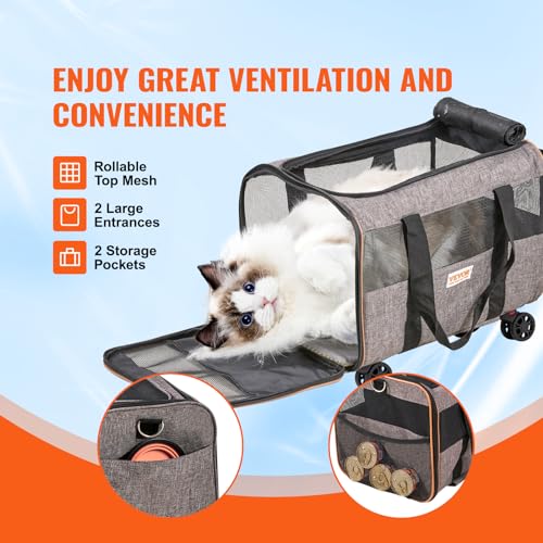 Airline Approved Expandable Rolling Pet Carrier with Telescopic Handle F633