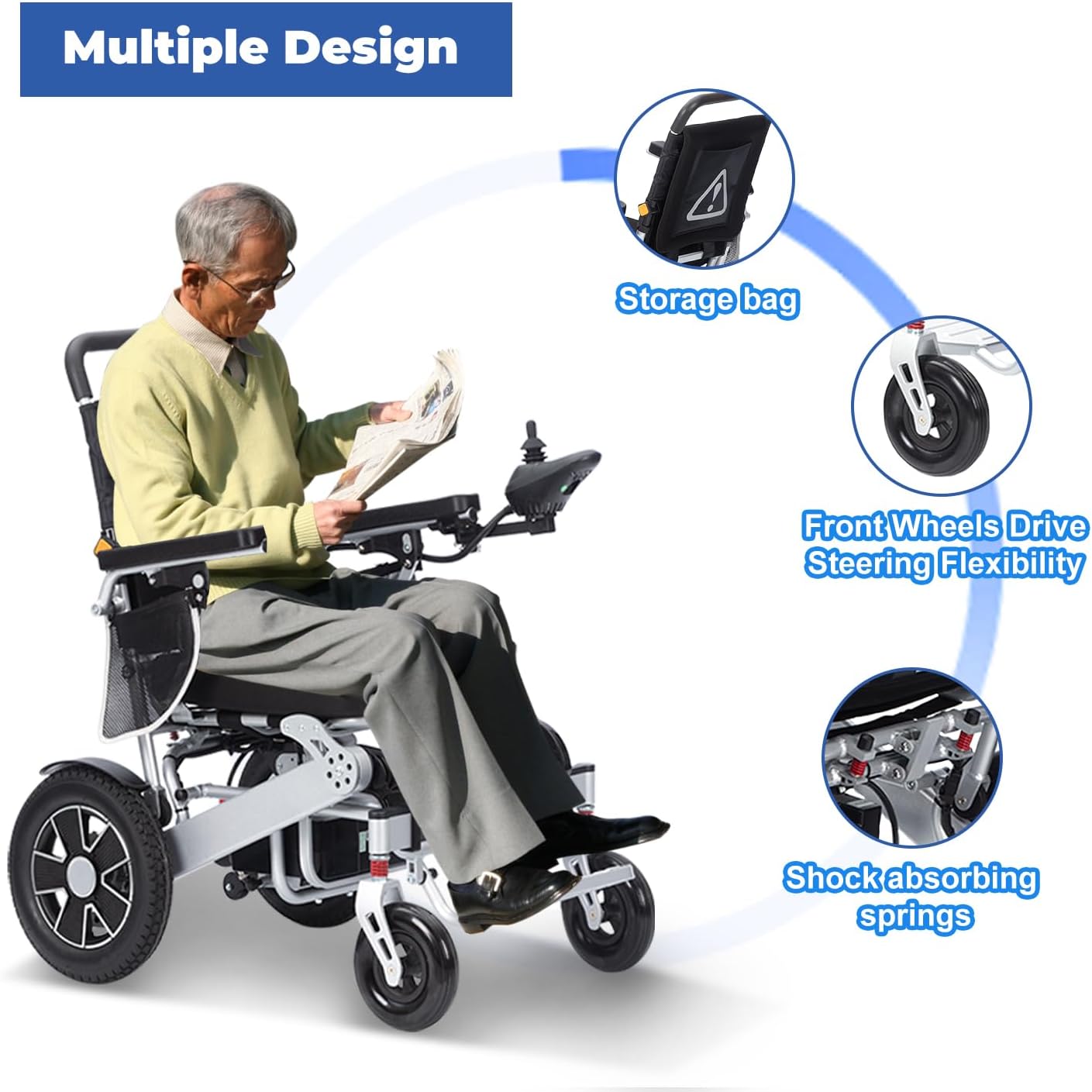 Lightweight Folding Electric Wheelchair with 20 Miles Range Q405777
