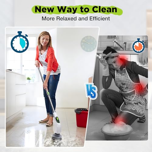 Electric Spin Scrubber, Cordless Cleaning Brush, 3-Speed, 8 Replaceable Brush Heads, Waterproof Scrubber A588675