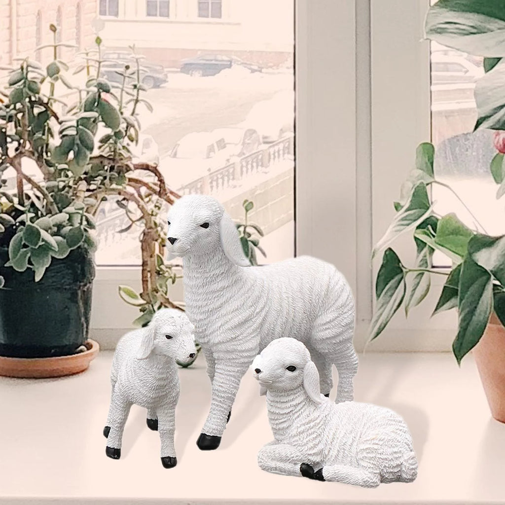 Set of 2 Resin Lamb Figurine Decoration I337891