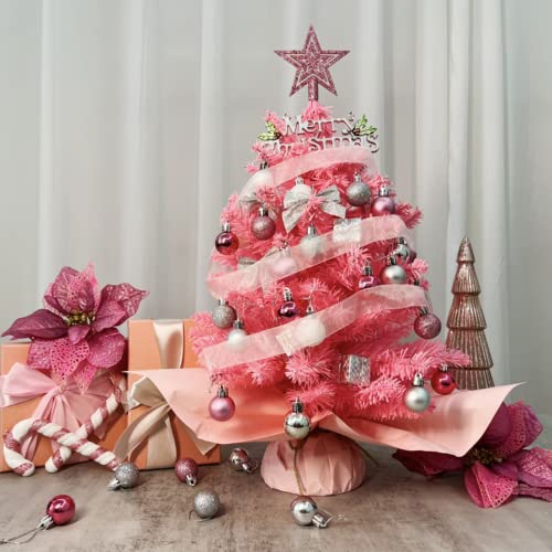20" Pink Artificial Christmas Tree with Lights and Star Treetop Y462284