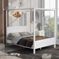 White Queen Size Canopy Platform Bed with Headboard and Footboard R26313