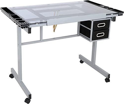 Silver Adjustable Glass Drafting Table U8569