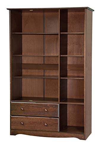 100% Solid Wood Armoire Wardrobe Closet, Java, 4 Small Shelves, 1 Clothing Rod, 2 Drawers N913