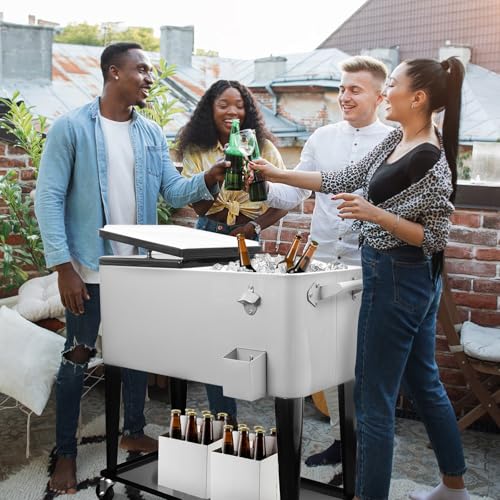 80 Quart Rolling Ice Chest on Wheels and Handle J213282