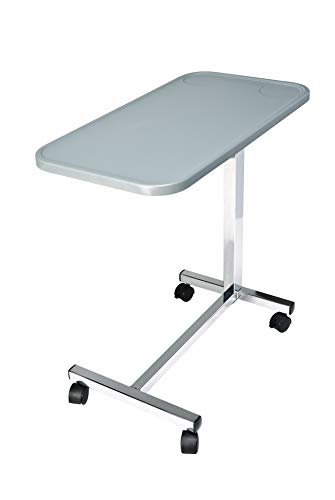 Dark Grey Adjustable Overbed Table with Wheels Y72873