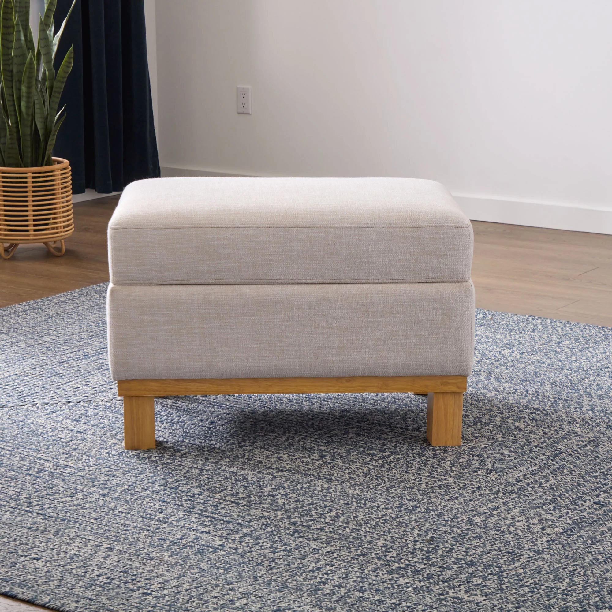 Upholstered Wood Base Storage Ottoman N986