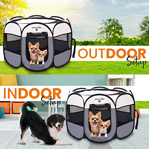 8-Panel Foldable Pet Playpen with Food/Water Bowl, Red V399790