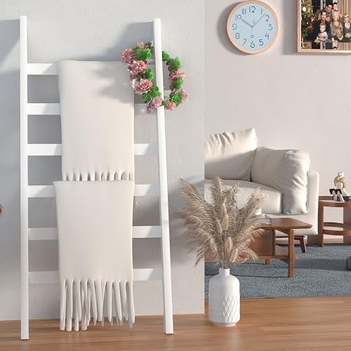 White 6 Tier Bamboo Blanket Ladder I977