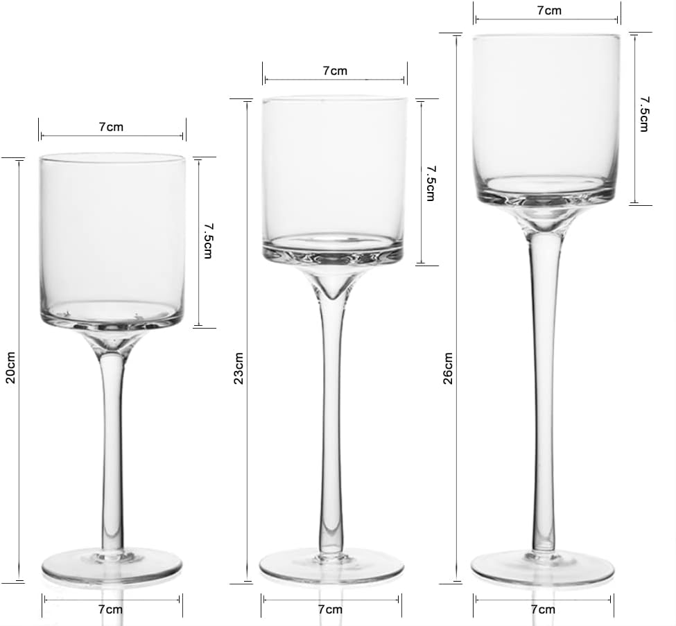 Set of 3 Clear Glass Candle Holders I1614