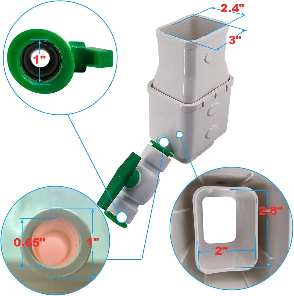 Rain Barrel Diverter Kit with Shut Off Valve for 2'' x 3'' Standard Gutter Downspout O838