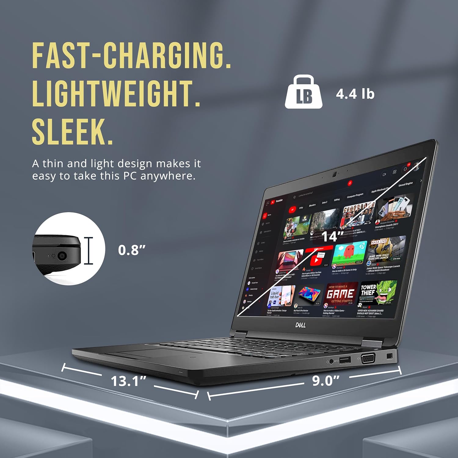 14" FHD Laptop, Intel i5-8350U, 16GB RAM, 512GB PCIe SSD, Black Y366471