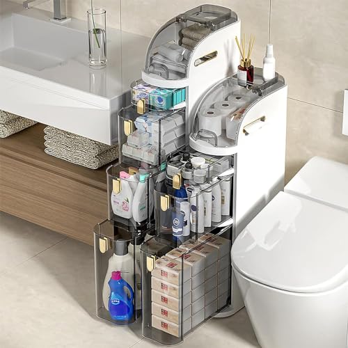 3/4/5 Tier Narrow Tall Slim Storage Cabinet with Clear Drawers U587